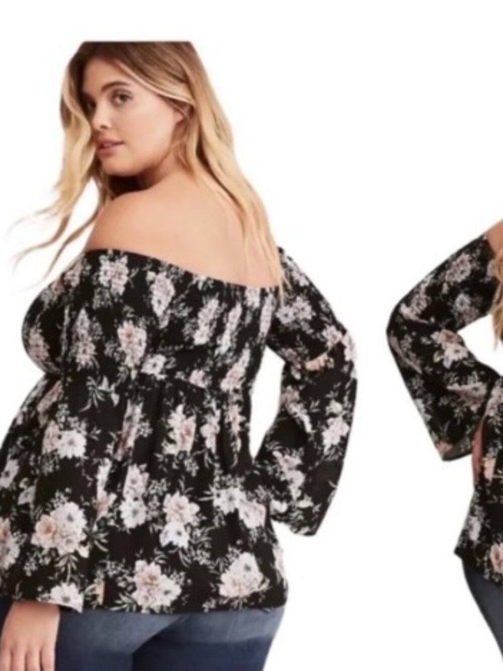 Torrid EUC size 4 Floral Smocked Challis Off Shoulder Blouse Top